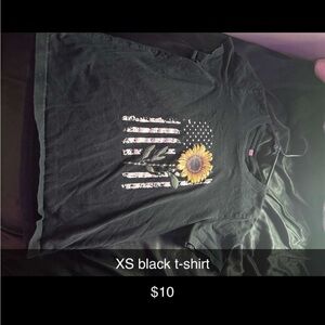 Black American flag with sunflower t-shirt